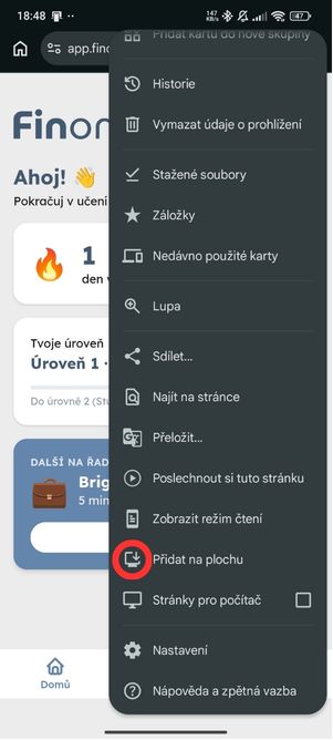 Krok 2 – Přidat na plochu